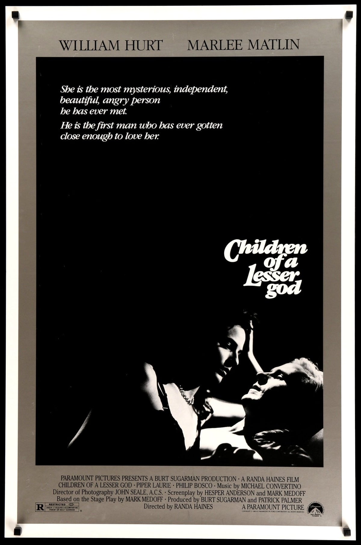 Children of a Lesser God (1986) original movie poster for sale at Original Film Art