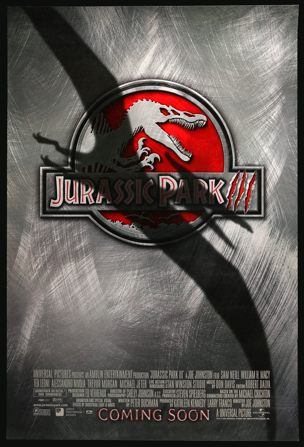 Jurassic Park III (2001) original movie poster for sale at Original Film Art - Vintage Movie Posters