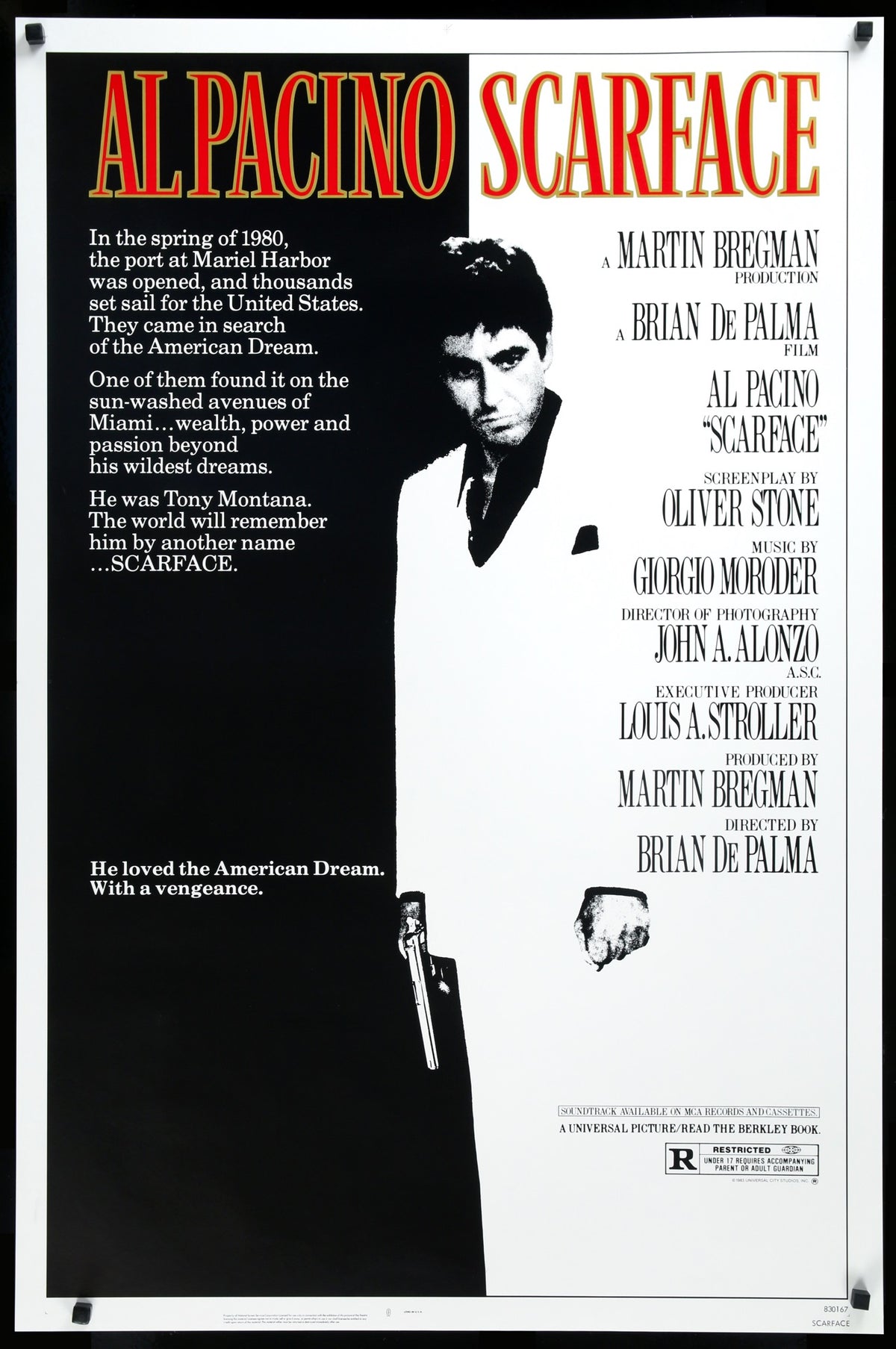 Scarface (1983) original movie poster for sale at Original Film Art